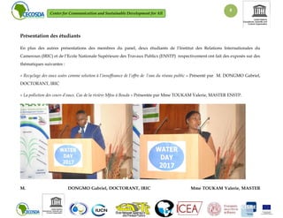 Rapport conference eau - 2017- cameroun- cecosda- iucn- unesco- minee- padoue- wadic