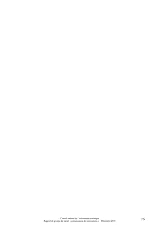 Conseil national de l’information statistique                   76
Rapport du groupe de travail « connaissance des associations » – Décembre 2010
 