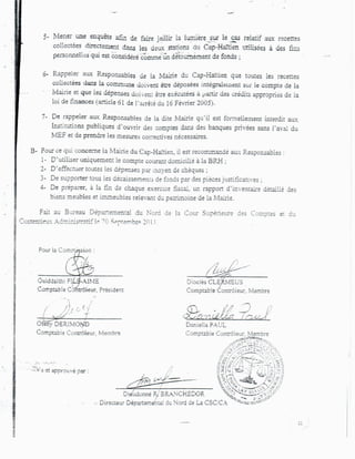 Rapport Complet de la Cour Supérieure des Comptes accusant Moise Jean-Charles de détournement de fonds publics.-