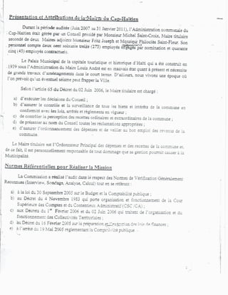 Rapport Complet de la Cour Supérieure des Comptes accusant Moise Jean-Charles de détournement de fonds publics.-