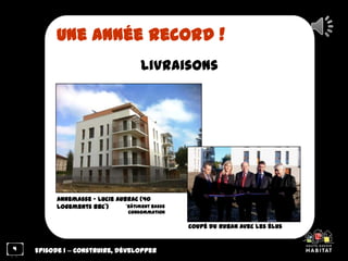 Une année record !
4 Episode 1 – Construire, développer
Livraisons
Annemasse - Lucie AUBRAC (40
logements BBC*)
Coupé du r...