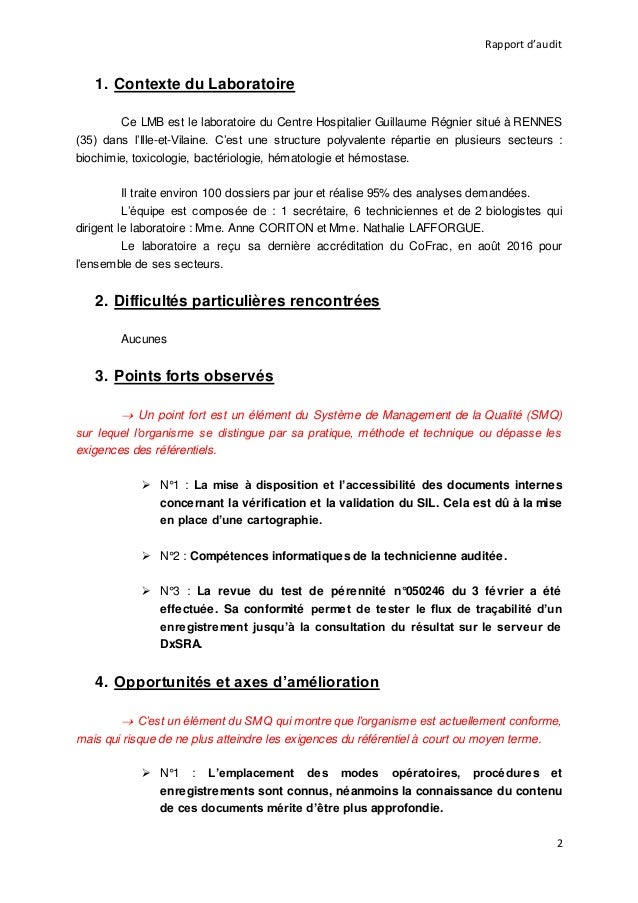 Rapport d'audit interne