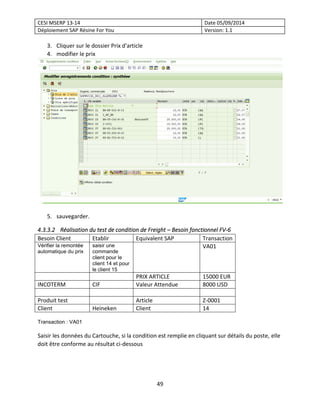 CESI MSERP 13-14 Date 05/09/2014
Déploiement SAP Résine For You Version: 1.1
49
3. Cliquer sur le dossier Prix d'article
4...
