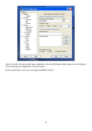 17
Après, vous allez voir une console tapez simplement votre nom d'utilisateur. Après, tapez votre mot de passe.
Il est normal que rien n'apparaisse, c'est une sécurité
Si tout se passe bien, vous verrez une image semblable à celle-ci :
 