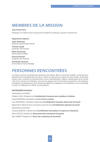 Rapport de Jean Pisani-Ferry - le grand plan d'investissement 2018-2022