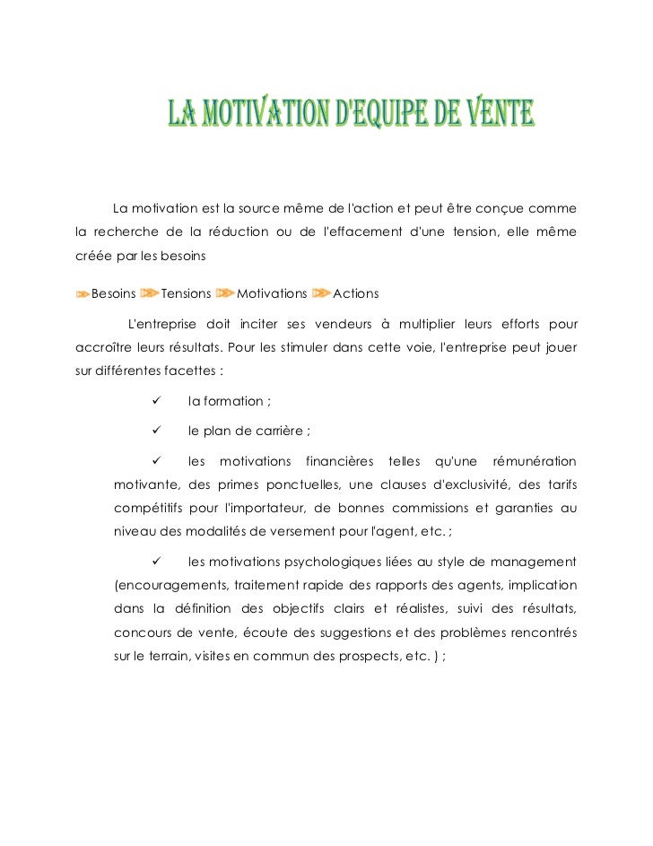 Rapport De Mini Stage En Force De Vente