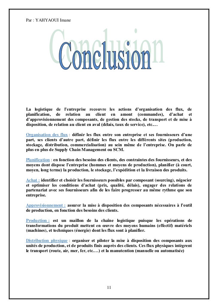 Rapport de mini stage en logistique