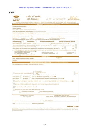 RAPPORT DE JEAN LUC BERARD, STEPHANE OUSTRIC ET STEPHANE SEILLER
- 38 -
VOLET 2
 