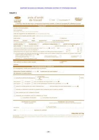 RAPPORT DE JEAN LUC BERARD, STEPHANE OUSTRIC ET STEPHANE SEILLER
- 39 -
VOLET 3
 