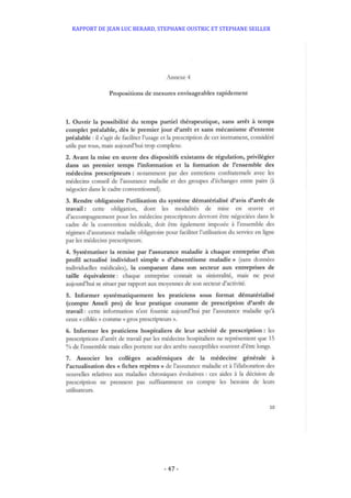 RAPPORT DE JEAN LUC BERARD, STEPHANE OUSTRIC ET STEPHANE SEILLER
- 47 -
 