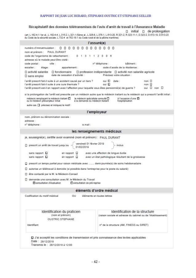 Arrêts maladie rapport janvier 2019