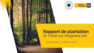 Rapport de plantation
St Trivier sur Moignans (01)
1 MACHINE LIVRÉE = 10 ARBRES PLANTÉS
 