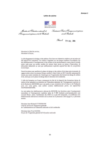 83
Annexe 1
Lettre de saisine
 