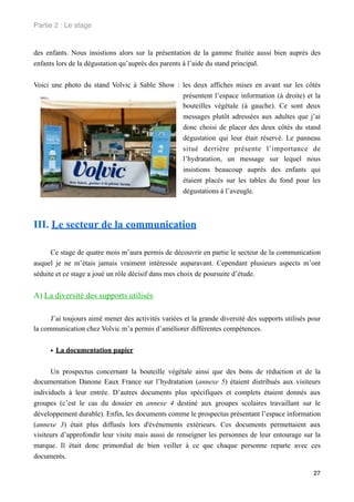 Rapport de stage Volvic