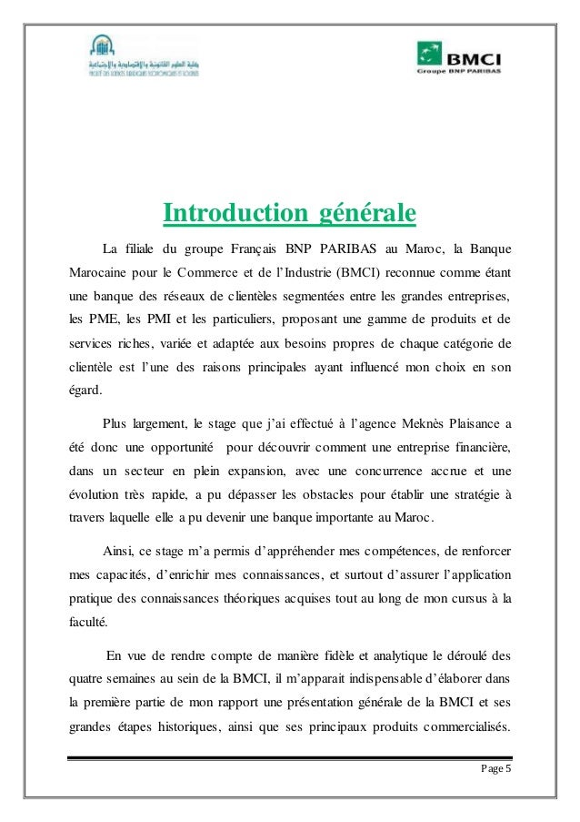 Rapport de stage à la Banque Marocaine pour le Commerce et l'Industri…
