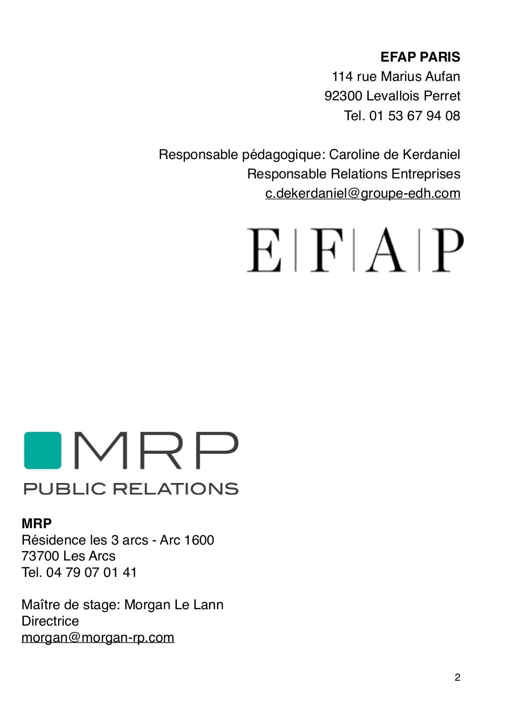 Mon rapport de stage chez MRP