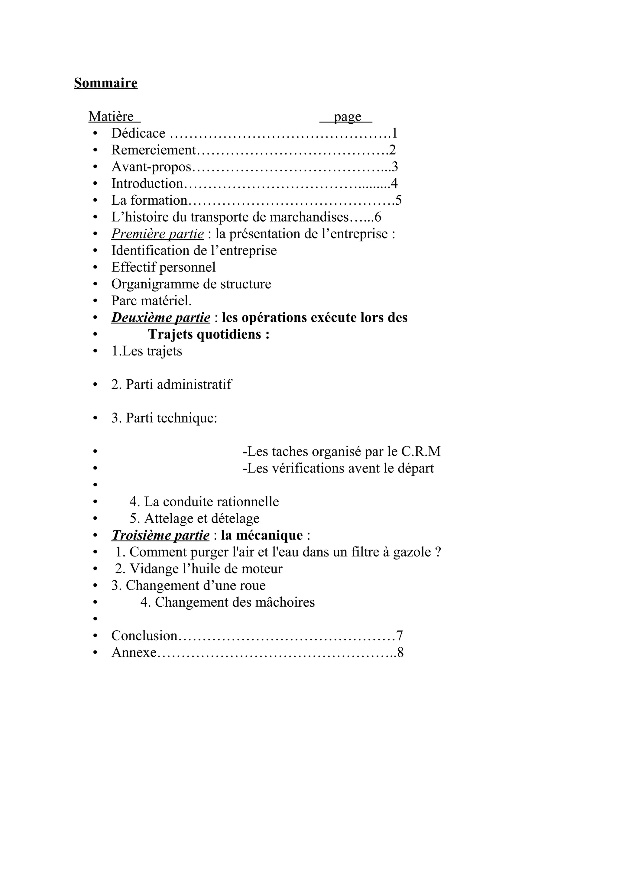 Exemple Rapport De Stage Transport Routier Rapport de stage transport-de marchandise | PDF
