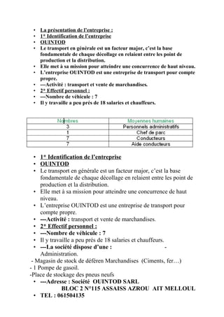 Rapport de stage transportde marchandise
