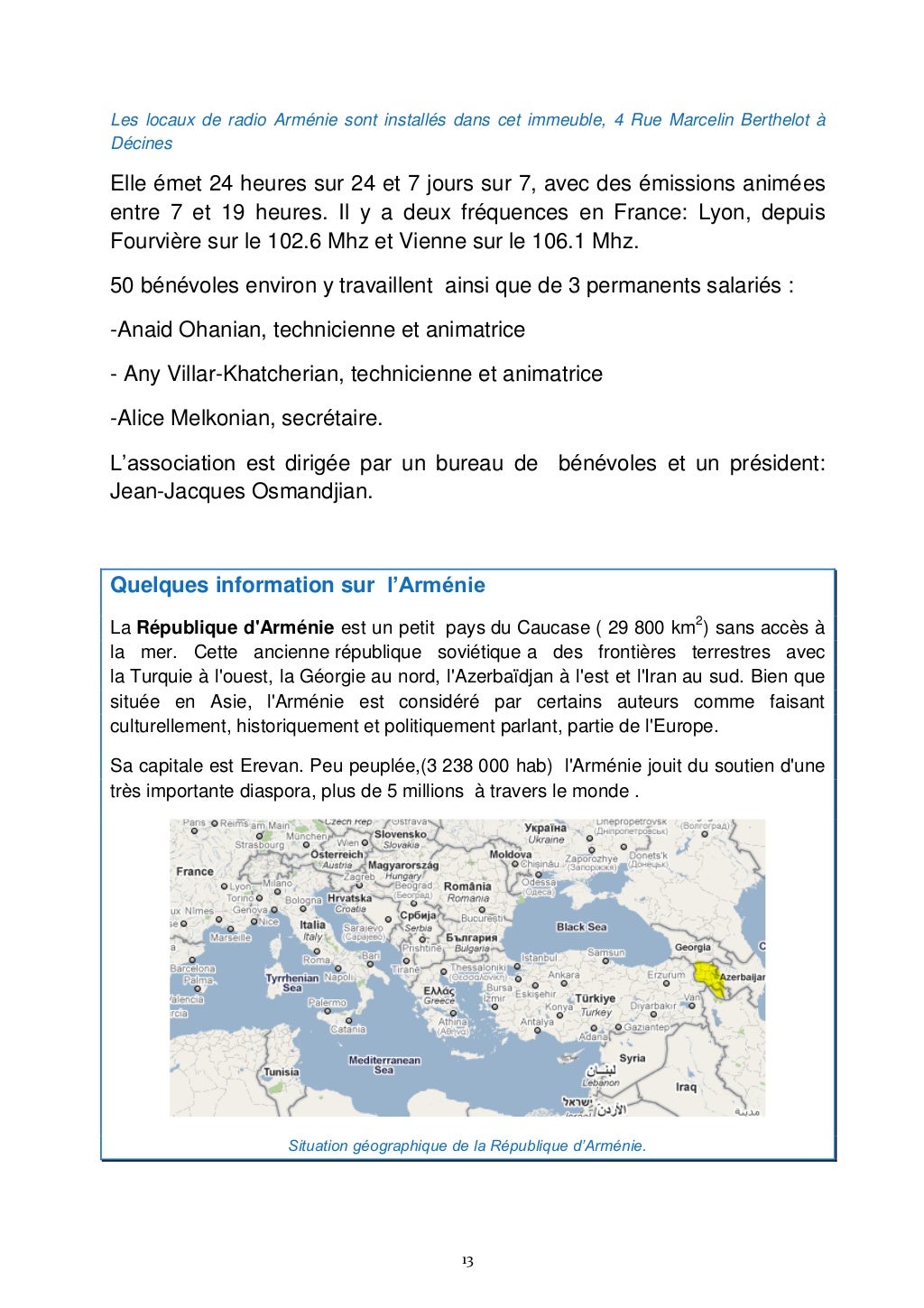 Rapport de stage de 3e (Virgin Radio & Radio Arménie)