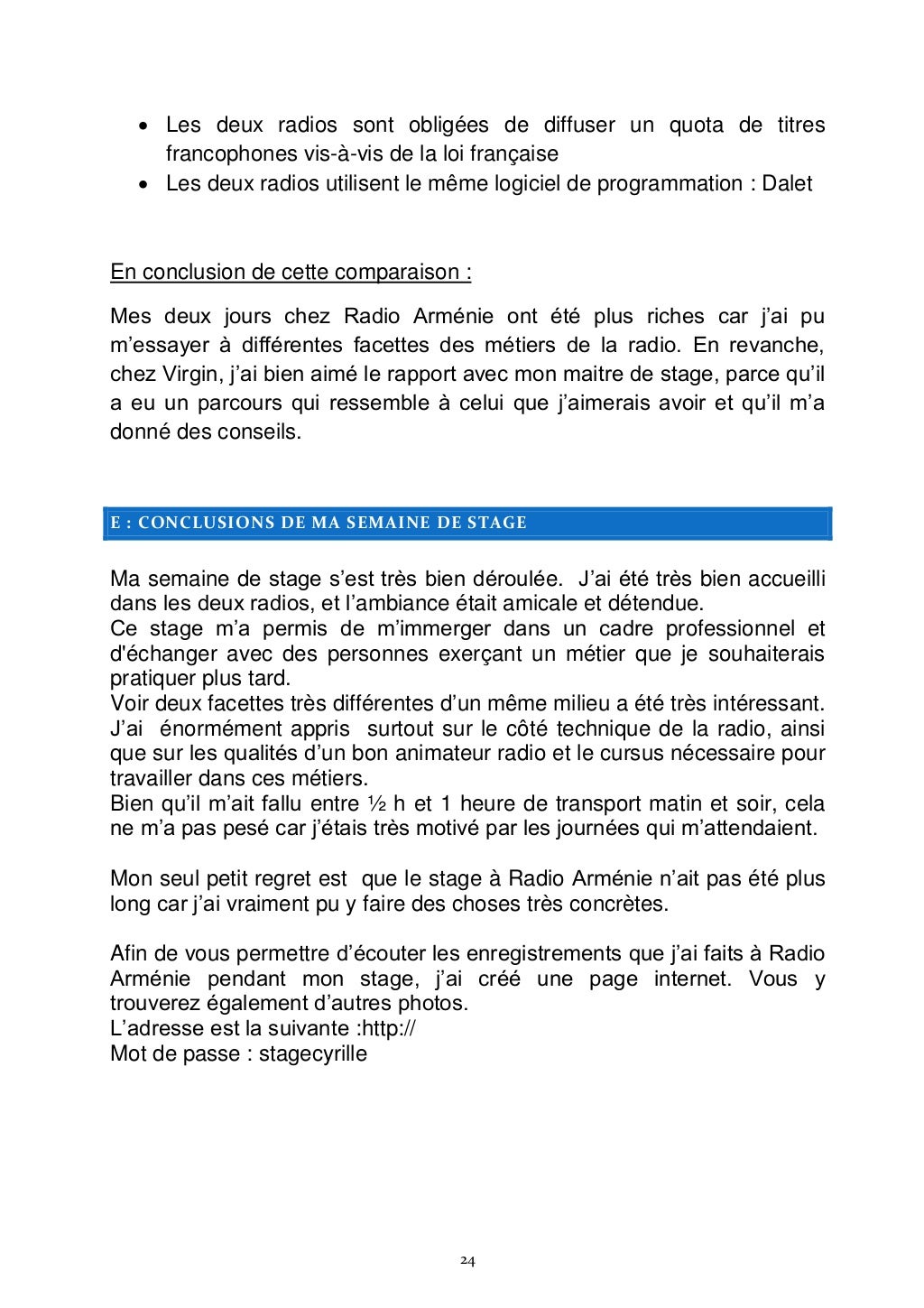 Rapport de stage de 3e (Virgin Radio & Radio Arménie)