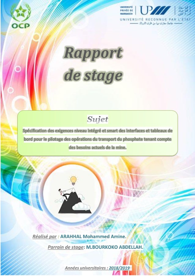 Rapport de stage PFE a l'ocp benguerir 2019