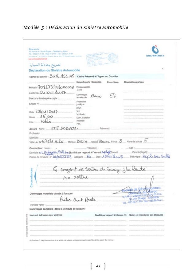 exemple d'un rapport d'accident de voiture