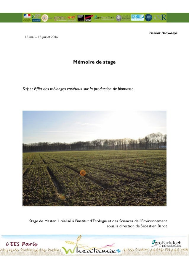 Rapport de stage de Master 1 AETPF (AgroPArisTech) effectué à l'iEES/…