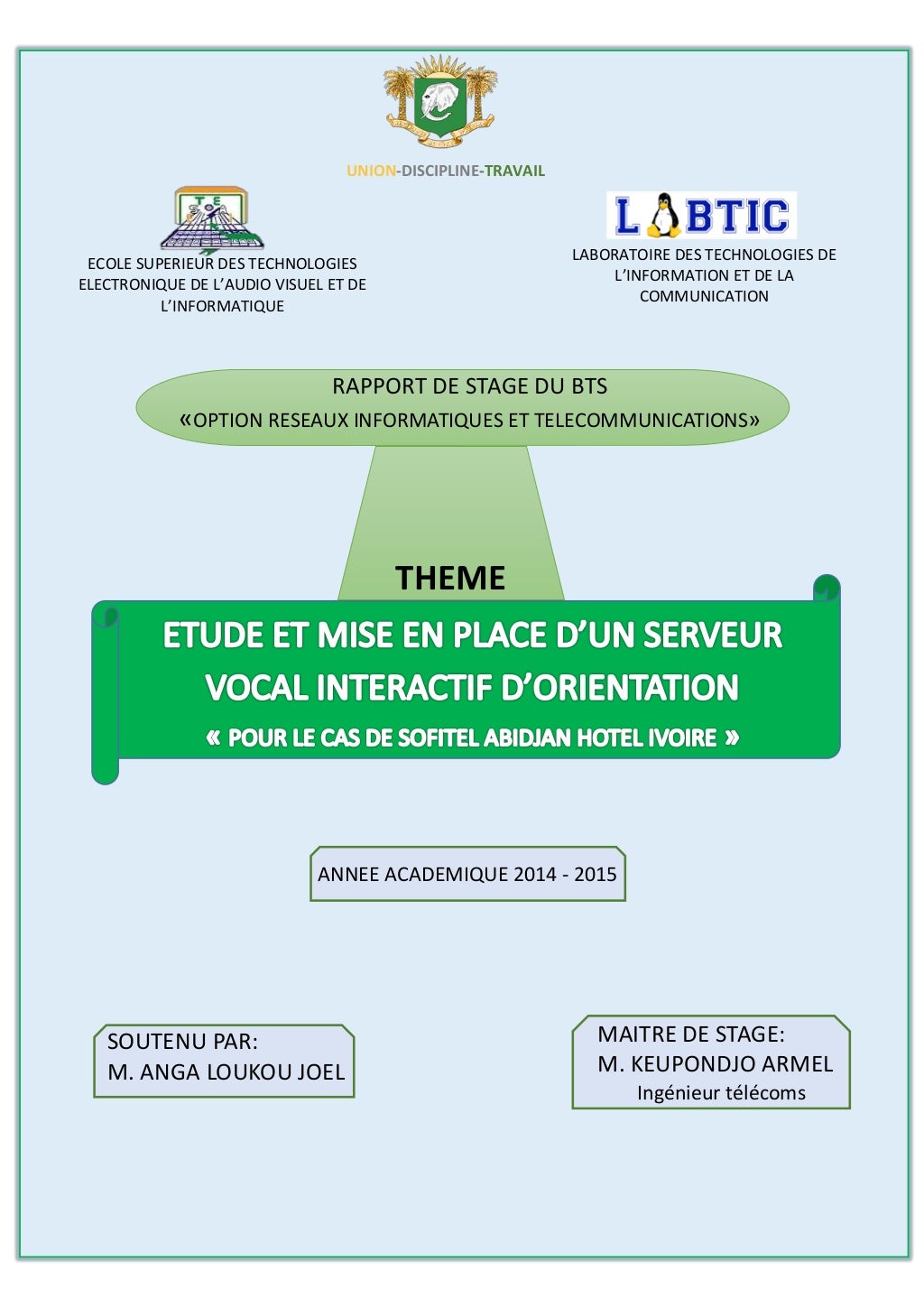 Rapport de stage bts