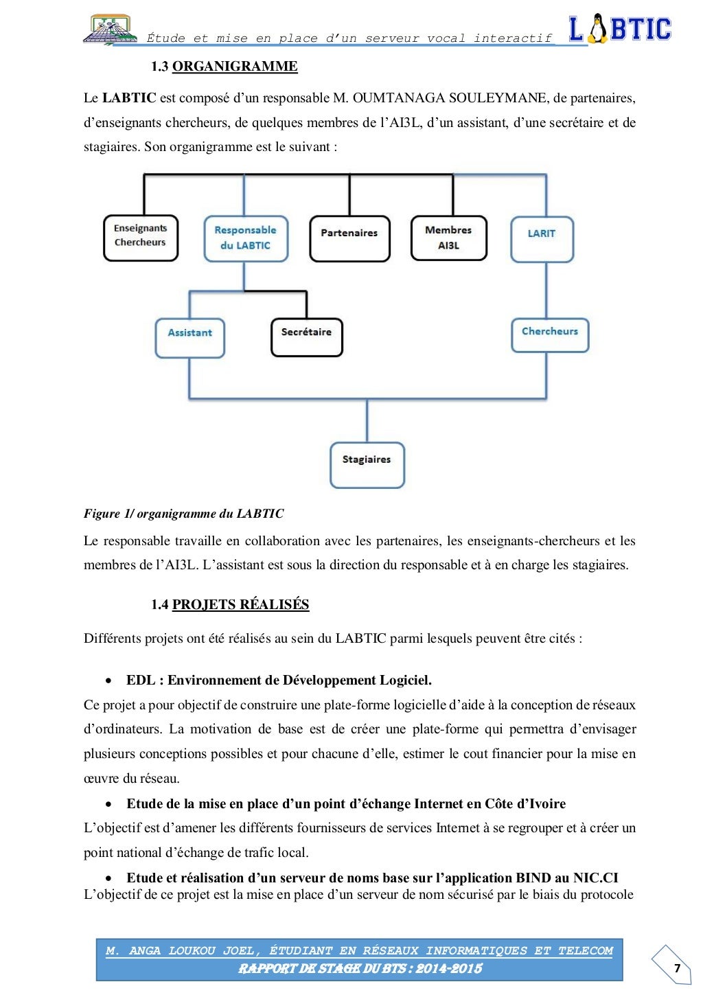 Rapport de stage bts