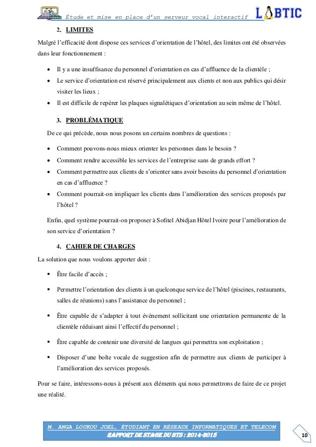 Rapport de stage bts