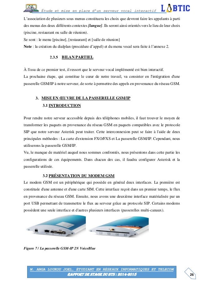 Rapport de stage bts