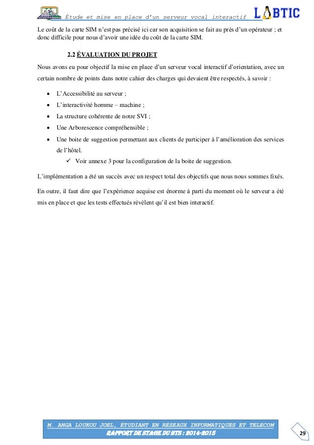 Rapport de stage bts