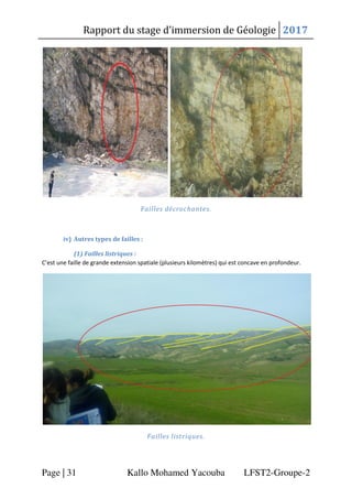 Rapport du stage d’immersion de Géologie 2017
Page | 31 Kallo Mohamed Yacouba LFST2-Groupe-2
Failles décrochantes.
iv) Aut...