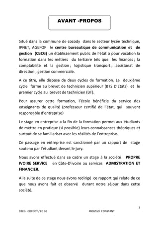Rapport De Stage Bts Finances Comptabilite Et Gestion D Entreprises