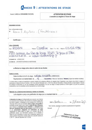 Annexe 9 : attestations de stage
124
 
