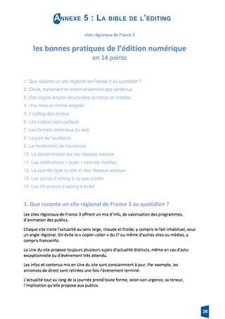 Annexe 5 : La bible de l’éditing
36
 