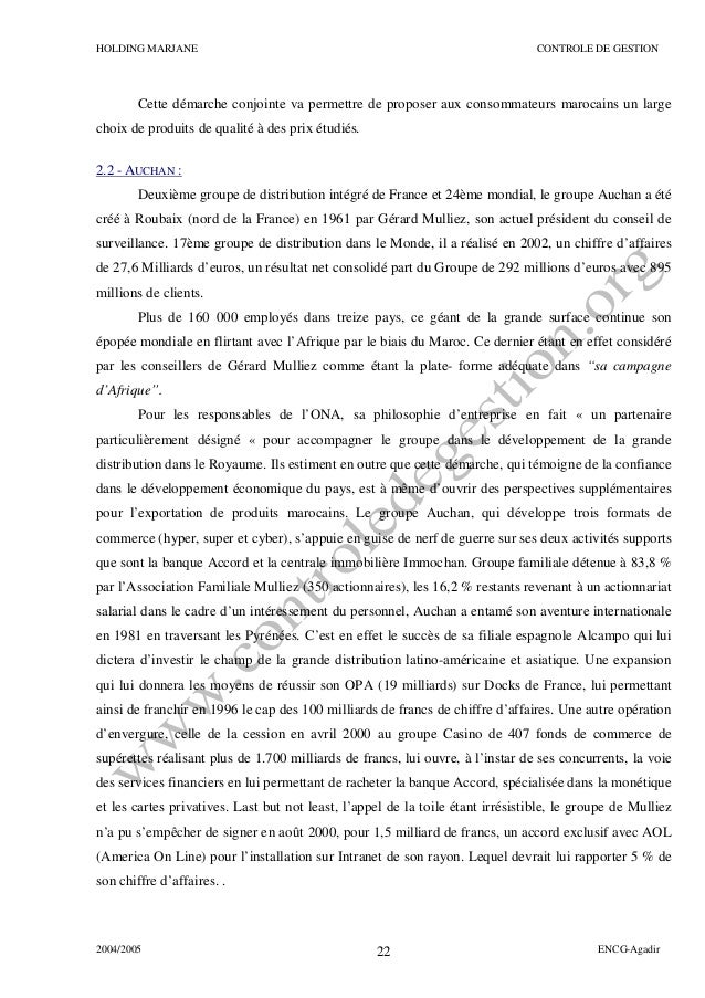 Rapport De Stage Holding Marjane Sur Le Theme Le Tableau De Bord 1