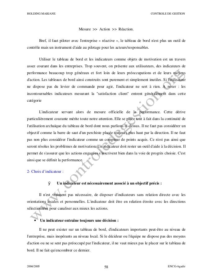 Rapport de stage (holding marjane) sur le théme le tableau de bord (1)
