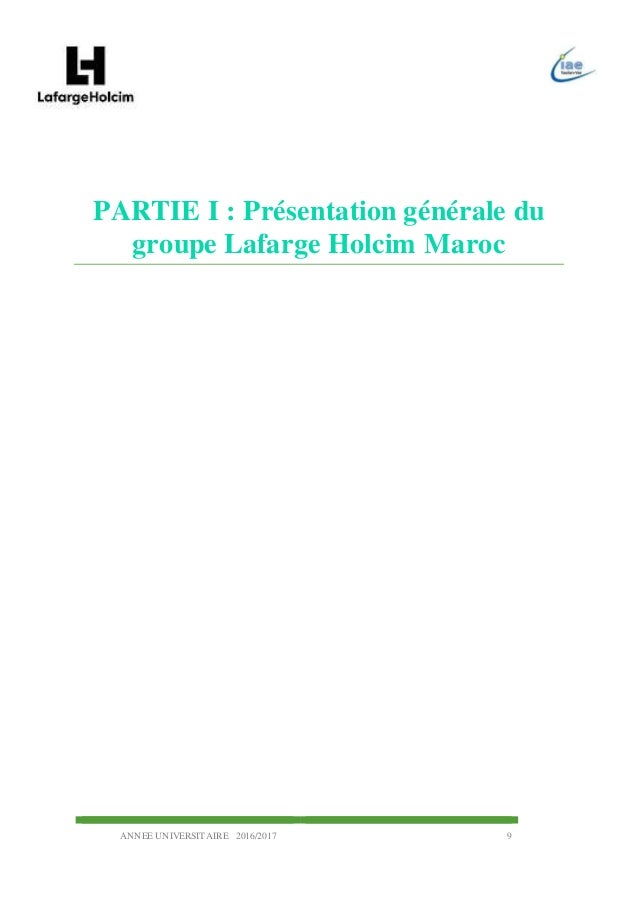 Rapport De Stagelafarge Holcim - 