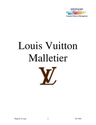 Louis Vuitton
       Malletier




Rapport de stage   2   Eté 2004
 