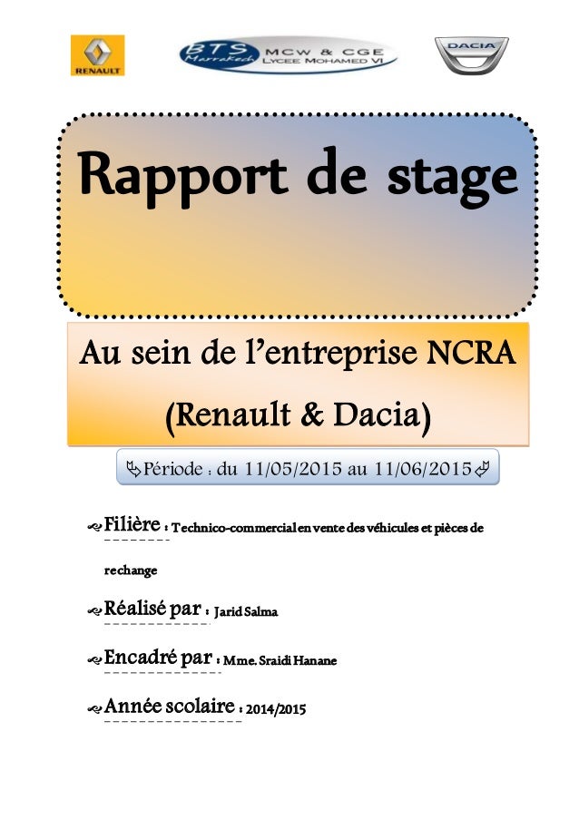 Rapport De Stage Lycée Professionnel Exemple - Le Meilleur ...
