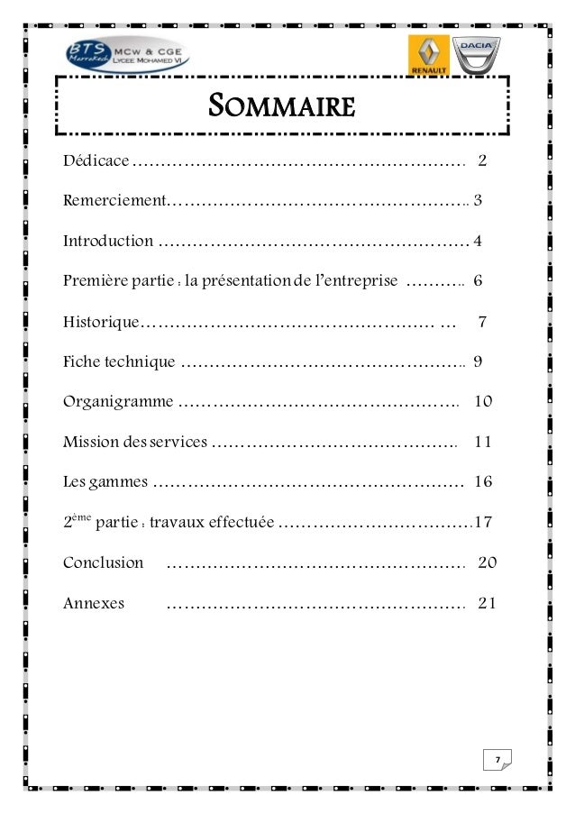 Exemple De Sommaire Dun Rapport De Stage Le Meilleur Exemple