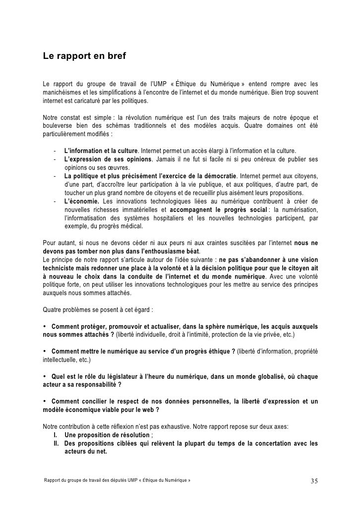 Rapport du groupe de travail ethique du numérique
