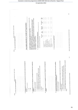 Evaluation croisée des programmes LEADER 2007-2013 de la Charente - Rapport final 
12 septembre 2014 
93 
 