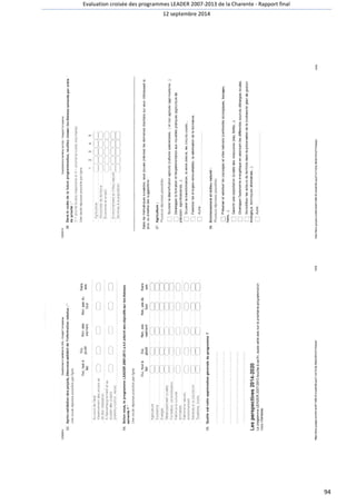Evaluation croisée des programmes LEADER 2007-2013 de la Charente - Rapport final 
12 septembre 2014 
94 
 