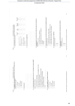 Evaluation croisée des programmes LEADER 2007-2013 de la Charente - Rapport final 
12 septembre 2014 
98 
 