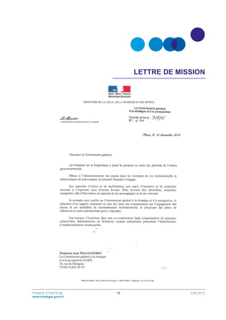 FRANCE STRATÉGIE 73 JUIN 2015
www.strategie.gouv.fr
LETTRE DE MISSION
 
