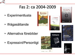 Fas 2: ca 2004-2009 Experimentlusta Ifrågasättande Alternativa förebilder Expressivt/Personligt 