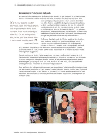 CONDAMNÉS À L'ERRANCE. LES EXPULSIONS FORCÉES DE ROMS EN FRANCE – 15
Index EUR 21/007/2013-Amnesty International, septembr...