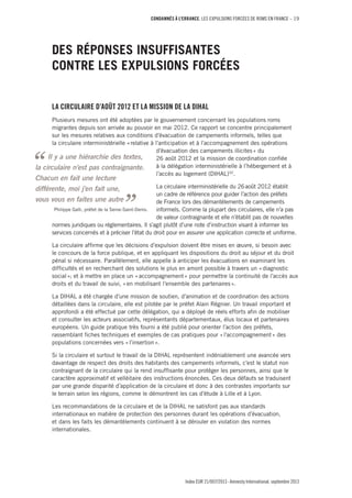 20 – CONDAMNÉS À L'ERRANCE. LES EXPULSIONS FORCÉES DE ROMS EN FRANCE
Index EUR 21/007/2013-Amnesty International, septembr...